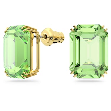 Cercei stud Millenia, Tăietură octogonală, Verde, Placat cu auriu - Swarovski, 5638489