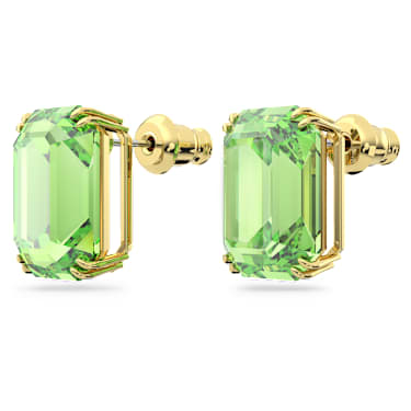 Cercei stud Millenia, Tăietură octogonală, Verde, Placat cu auriu - Swarovski, 5638489