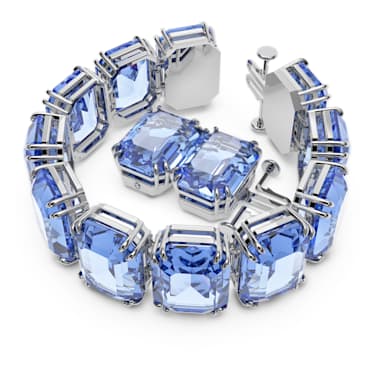 Millenia 手鏈, 超大Swarovski水晶, 八角形切割, 藍色, 鍍白金色