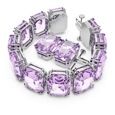 Bracelet Millenia, Cristaux oversize, Taille octogonale, Violet, Métal rhodié - Swarovski, 5638492