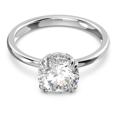 Stilla 个性戒指, 圆形切割, 白色, 镀铑 - Swarovski, 5638529