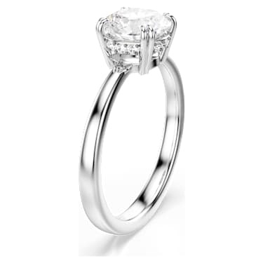 Anel cocktail Stilla, Lapidação redonda, Branco, Lacado a ródio - Swarovski, 5638529