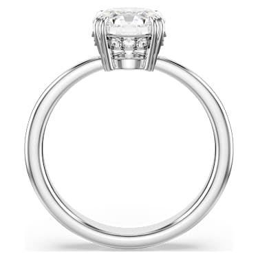 Anel cocktail Stilla, Lapidação redonda, Branco, Lacado a ródio - Swarovski, 5638529