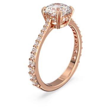 Stilla 个性戒指, 圆形切割, 密镶, 白色, 镀玫瑰金色调 - Swarovski, 5638548