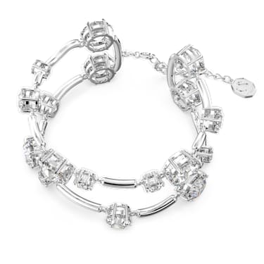 Bracelet-jonc double Constella, Coupe ronde, Blanc, Métal rhodié - Swarovski, 5638697