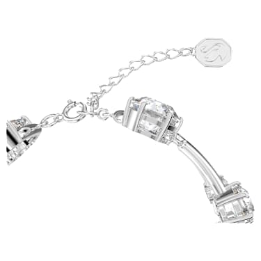 Constella double bangle Round cut White Rhodium plated Swarovski