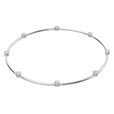 Constella necklace, Round cut, White, Rhodium plated | Swarovski