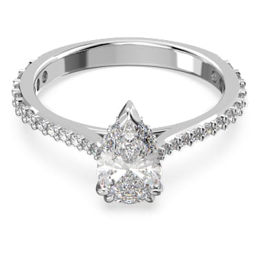 Stilla Cocktailring, Tropfenschliff, Pavé, Weiß, Rhodiniert - Swarovski, 5638776