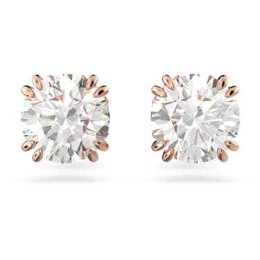 Stilla 耳釘, 圓形切割, 白色, 鍍玫瑰金色調 - Swarovski, 5638801