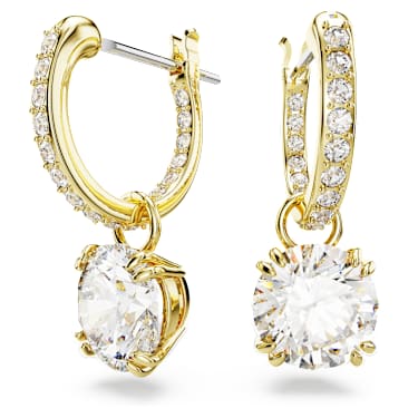 Pendientes Stilla, Talla redonda, Blancos, Acabado en oro de 18 quilates - Swarovski, 5638802