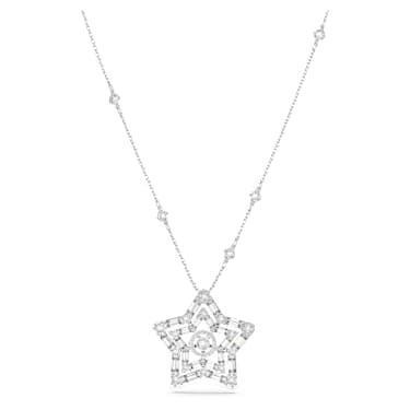 Stella pendant Mixed cuts Star White Rhodium plated Swarovski