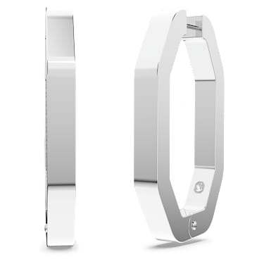 Dextera hoop earrings, Octagon shape, Large, White, Rhodium plated - Swarovski, 5639099