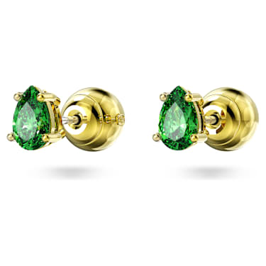 Stilla 耳钉, 梨形切割, 绿色, 镀金色调 - Swarovski, 5639120