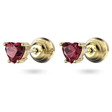 Stilla 耳钉, 心形, 红色, 镀金色调 - Swarovski, 5639133