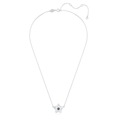 Stella pendant, Mixed cuts, Star, Blue, Rhodium plated - Swarovski, 5639186