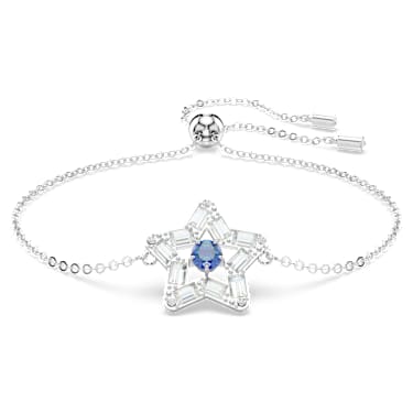 Stella Armband, Verschiedene Schliffe, Stern, Blau, Rhodiniert - Swarovski, 5639187