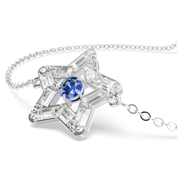 Stella 手链, 混合切割, 星星, 蓝色, 镀铑 - Swarovski, 5639187