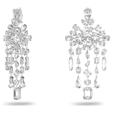 Gema Ohrclips, Verschiedene Schliffe, Chandelier-Ohrringe, Weiß, Rhodiniert - Swarovski, 5639329