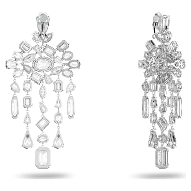 Gema Ohrclips, Verschiedene Schliffe, Chandelier-Ohrringe, Weiß, Rhodiniert - Swarovski, 5639329