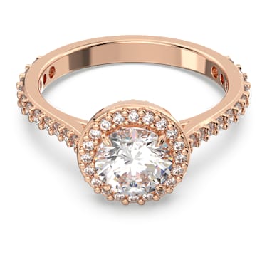 Una Angelic cocktail ring, Round cut, Pavé, White, 18K rose gold finish - Swarovski, 5639404