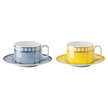 Komplet čajnih skodelic s podstavkoma Signum, Porcelan, Večbarven - Swarovski, 5640064