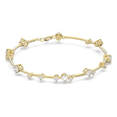Constella bangle, Mixed round cuts, White, Gold-tone plated - Swarovski, 5640178