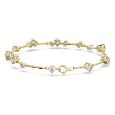 Constella bangle, Mixed round cuts, White, Gold-tone plated - Swarovski, 5640178