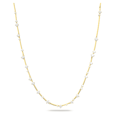 Constella 項鏈, 圓形切割, 長, 白色, 鍍金色色調 - Swarovski, 5640183