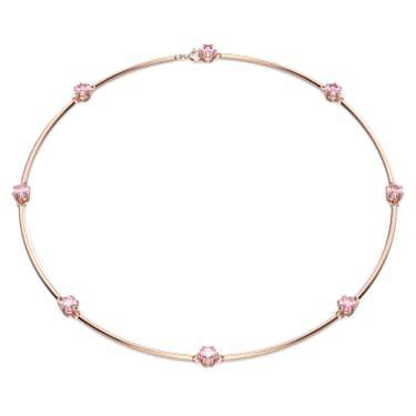 Constella 項鏈, 圓形切割, 粉紅色, 鍍玫瑰金色調 - Swarovski, 5640281