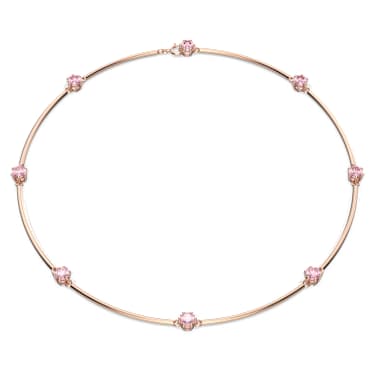 Constella 项链, 圆形切割, 粉红色, 镀玫瑰金色调 - Swarovski, 5640281
