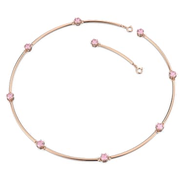 Constella 項鏈, 圓形切割, 粉紅色, 鍍玫瑰金色調 - Swarovski, 5640281