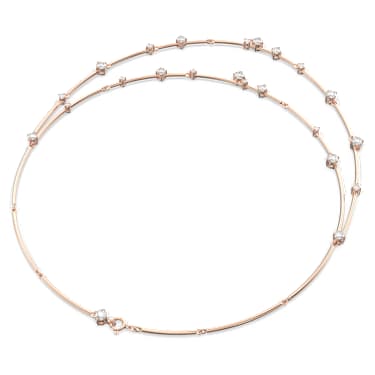 Constella layered necklace, Round cut, White, Rose gold-tone plated - Swarovski, 5640283