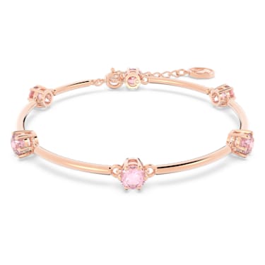 Constella bangle, Round cut, Pink, Rose gold-tone plated - Swarovski, 5640285