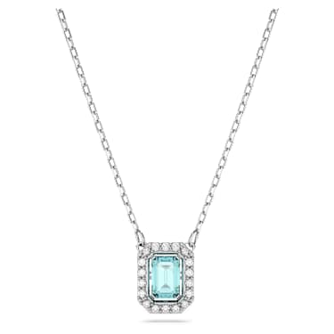 Una Halskette, Oktagon-Schliff, Blau, Rhodiniert - Swarovski, 5640289