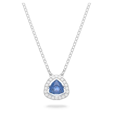 Una necklace, Trilliant cut, Blue, Rhodium plated - Swarovski, 5640290