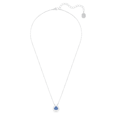 Una necklace, Trilliant cut, Blue, Rhodium plated - Swarovski, 5640290