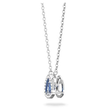 Una necklace, Trilliant cut, Blue, Rhodium plated - Swarovski, 5640290