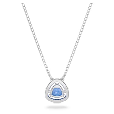 Una necklace, Trilliant cut, Blue, Rhodium plated - Swarovski, 5640290