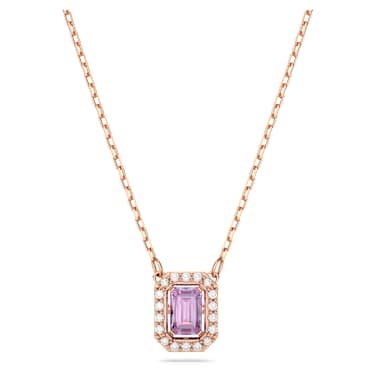 Collana Una, Taglio ottagonale, Viola, Placcato color oro rosa - Swarovski, 5640291