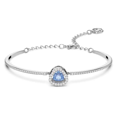 Una 手鐲, 三角形明亮式切割, 藍色, 鍍白金色 - Swarovski, 5640296