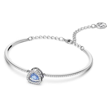 Una 手鐲, 三角形明亮式切割, 藍色, 鍍白金色 - Swarovski, 5640296