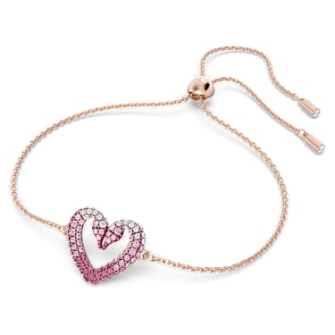Sublima 手链, 心形, 小号, 粉红色, 镀玫瑰金色调 - Swarovski, 5640300