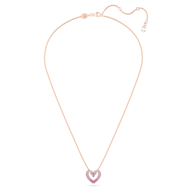 Una pendant, Heart, Small, Pink, Rose gold-tone plated - Swarovski, 5640301