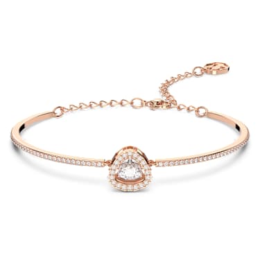 Una 手鐲, 三角形明亮式切割, 白色, 鍍玫瑰金色調 - Swarovski, 5640555