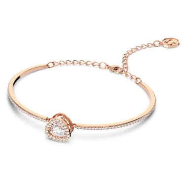 Una 手鐲, 三角形明亮式切割, 白色, 鍍玫瑰金色調 - Swarovski, 5640555