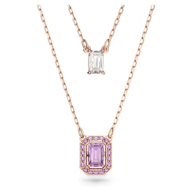 Večslojna verižica Una, Osmerokotni rez, Vijoličasta, Prevleka rožnato zlatega odtenka - Swarovski, 5640558