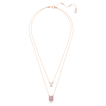 Večslojna verižica Una, Osmerokotni rez, Vijoličasta, Prevleka rožnato zlatega odtenka - Swarovski, 5640558