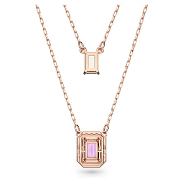 Večslojna verižica Una, Osmerokotni rez, Vijoličasta, Prevleka rožnato zlatega odtenka - Swarovski, 5640558