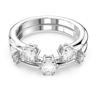Constella Ring, Set (2), Rundschliff, Weiß, Rhodiniert - Swarovski, 5640962