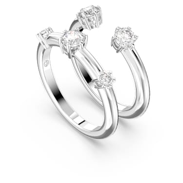 Constella Ring, Set (2), Rundschliff, Weiß, Rhodiniert - Swarovski, 5640962